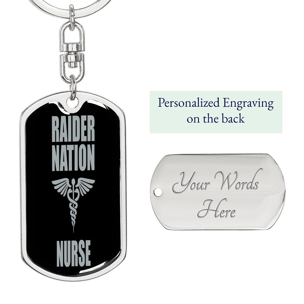 Raider Nurse Swivel Keychain Dog Tag Stainless Steel or 18k Gold-Express Your Love Gifts