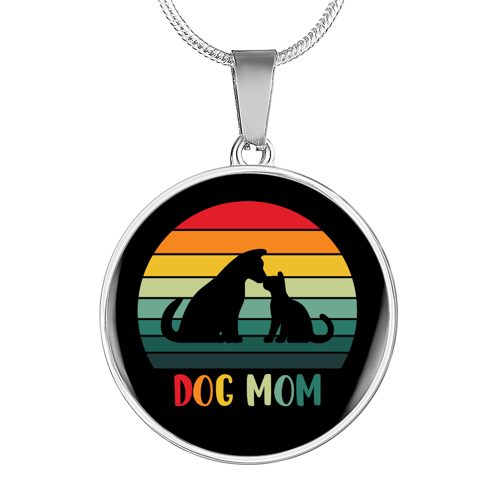 rainbow dog mom Circle Necklace Stainless Steel or 18k Gold 18-22"-Express Your Love Gifts