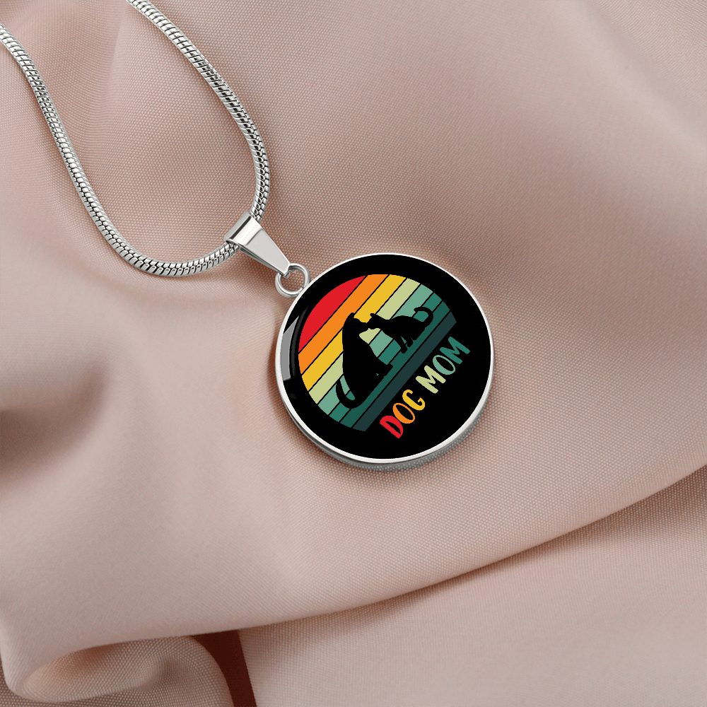 rainbow dog mom Circle Necklace Stainless Steel or 18k Gold 18-22"-Express Your Love Gifts