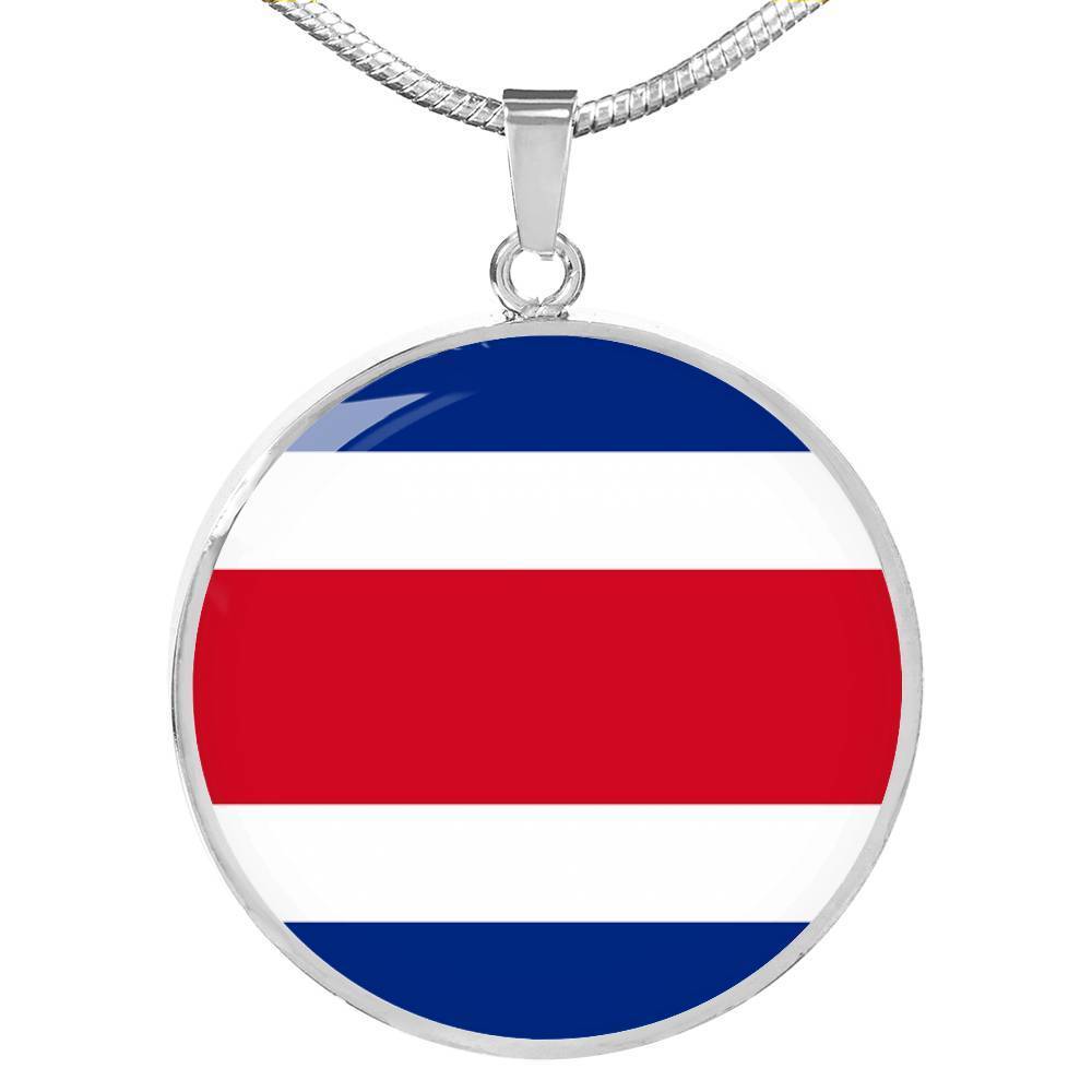 Ready Costa Rica Flag Necklace Costa Rica Flag Stainless Steel or 18k Gold 18-22"-Express Your Love Gifts
