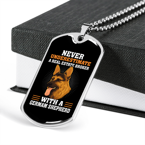 real state broker german shepherd necklace stainless steel or 18k gold dog tag 24 chain express your love gifts