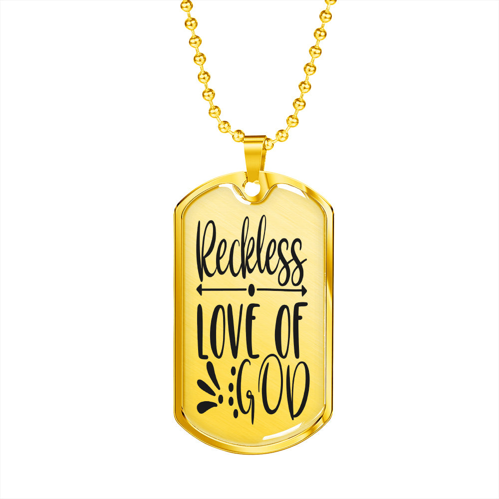 Reckless Love Of God Necklace Stainless Steel or 18k Gold Dog Tag 24" Chain-Express Your Love Gifts