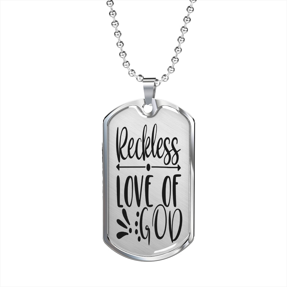 Reckless Love Of God Necklace Stainless Steel or 18k Gold Dog Tag 24" Chain-Express Your Love Gifts
