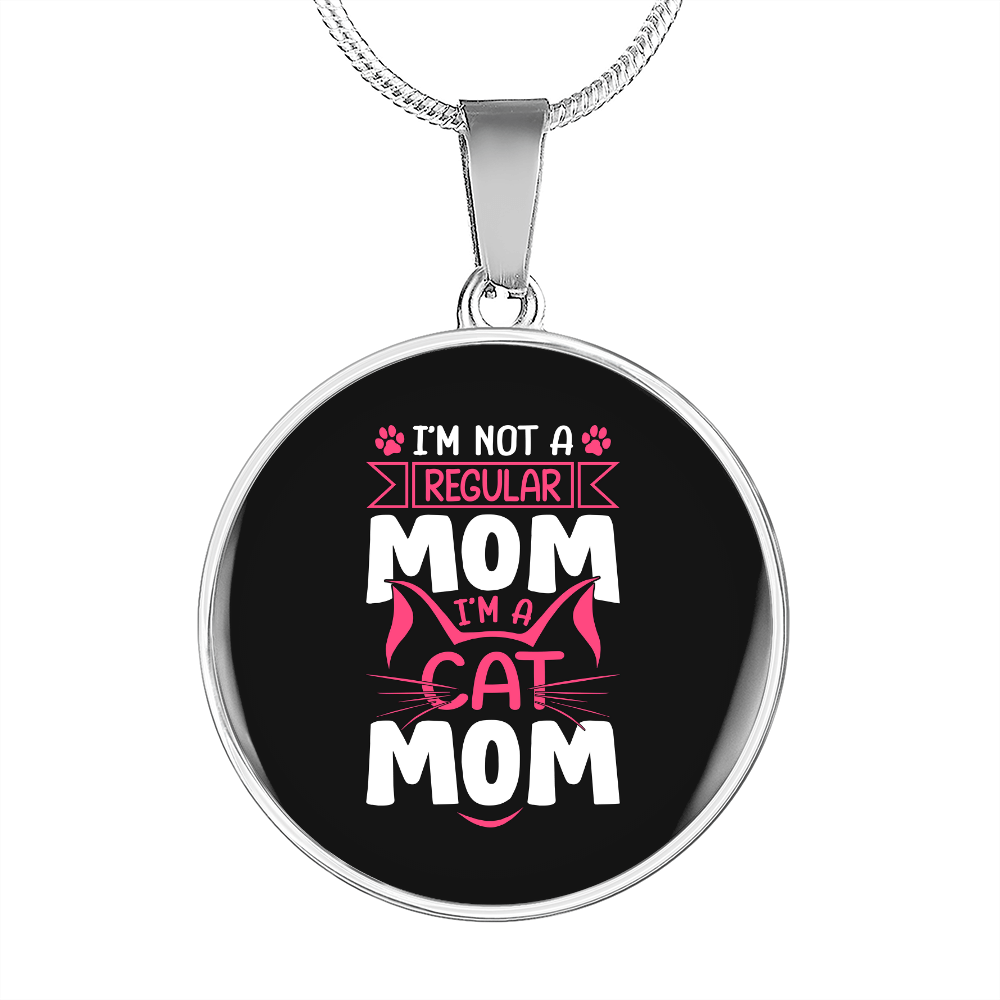 Regular Cat Mom Circle Necklace Stainless Steel or 18k Gold 18-22"-Express Your Love Gifts