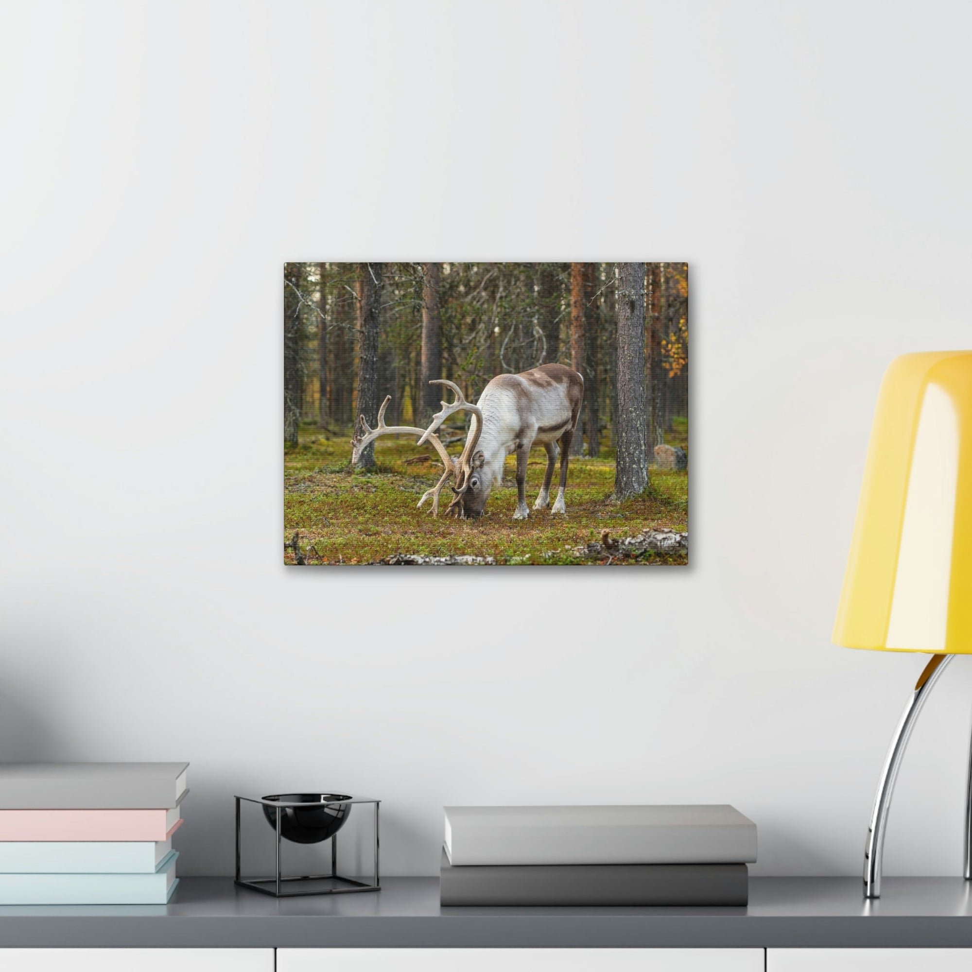 Scripture Walls Reindeer Hunting Reindeer on Hunt Print Animal Wall Art Wildlife Canvas Prints Wall Art Ready to Hang Unframed-Express Your Love Gifts