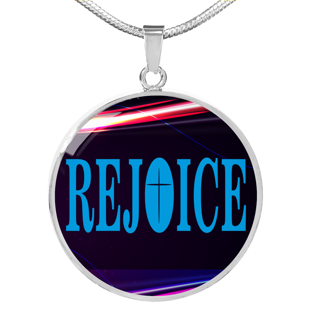 Rejoice Philippians Verse Stainless Steel or 18k Gold Circle Necklace 18-22"-Express Your Love Gifts