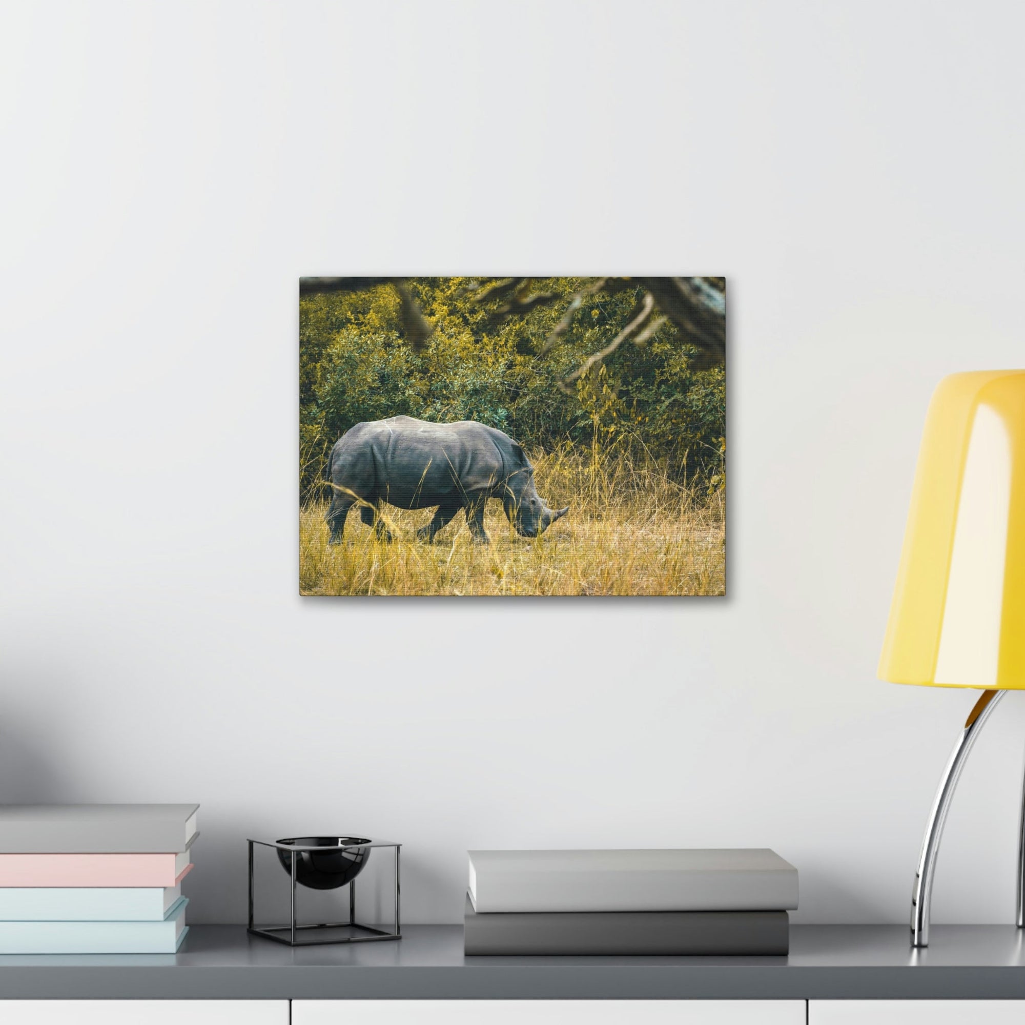 Scripture Walls Rhino Hunting Rhino on Hunt Print Animal Wall Art Wildlife Canvas Prints Wall Art Ready to Hang Unframed-Express Your Love Gifts