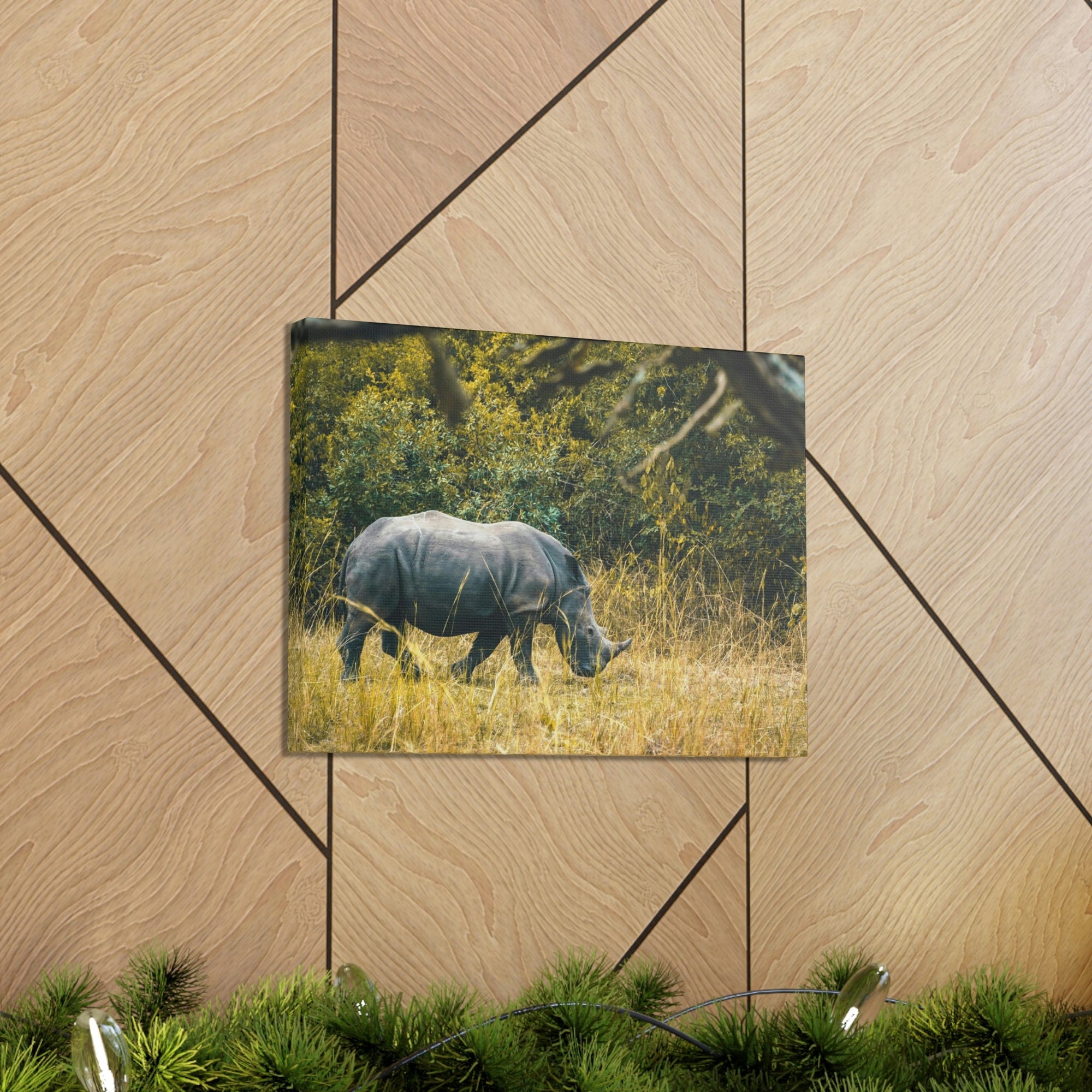 Scripture Walls Rhino Hunting Rhino on Hunt Print Animal Wall Art Wildlife Canvas Prints Wall Art Ready to Hang Unframed-Express Your Love Gifts