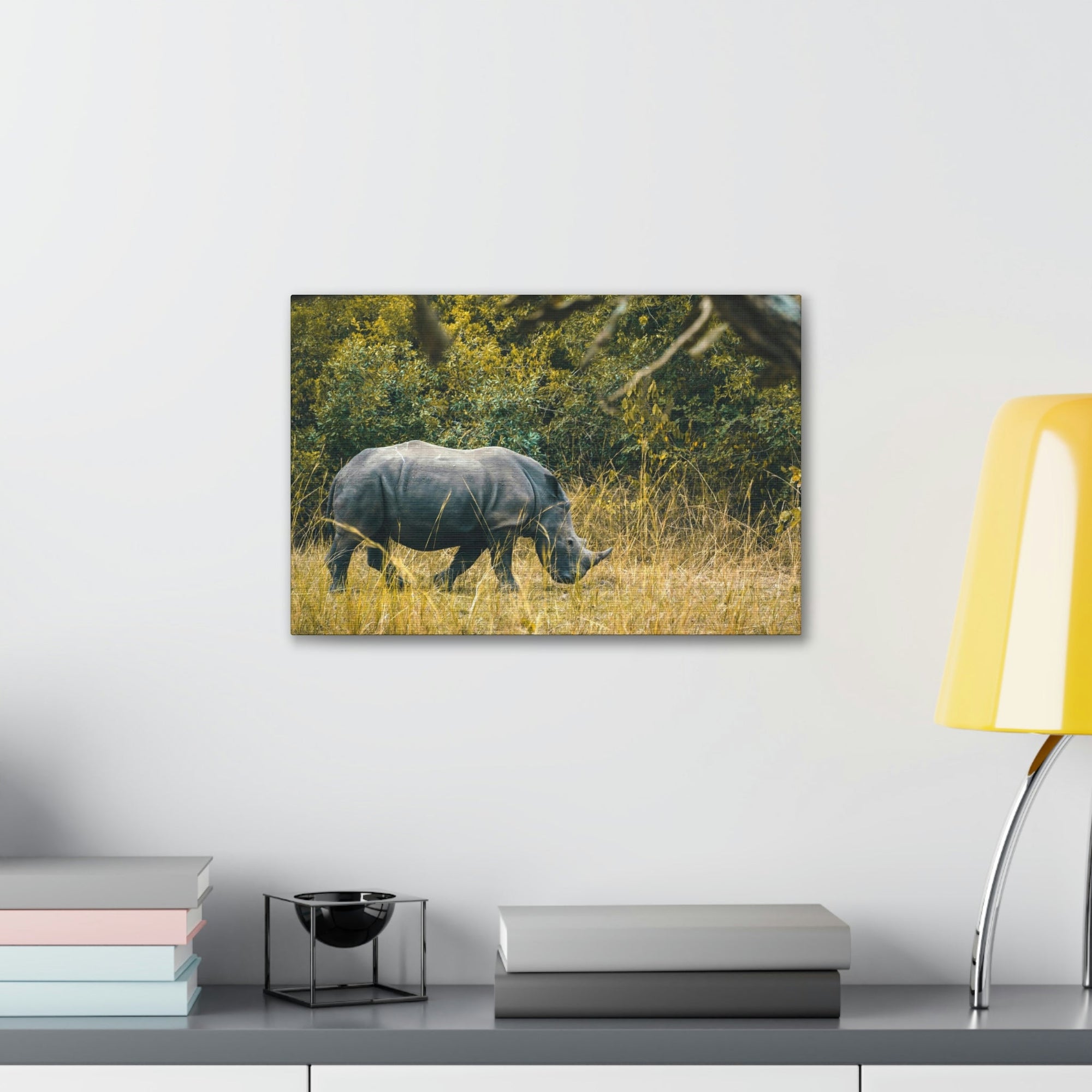 Scripture Walls Rhino Hunting Rhino on Hunt Print Animal Wall Art Wildlife Canvas Prints Wall Art Ready to Hang Unframed-Express Your Love Gifts