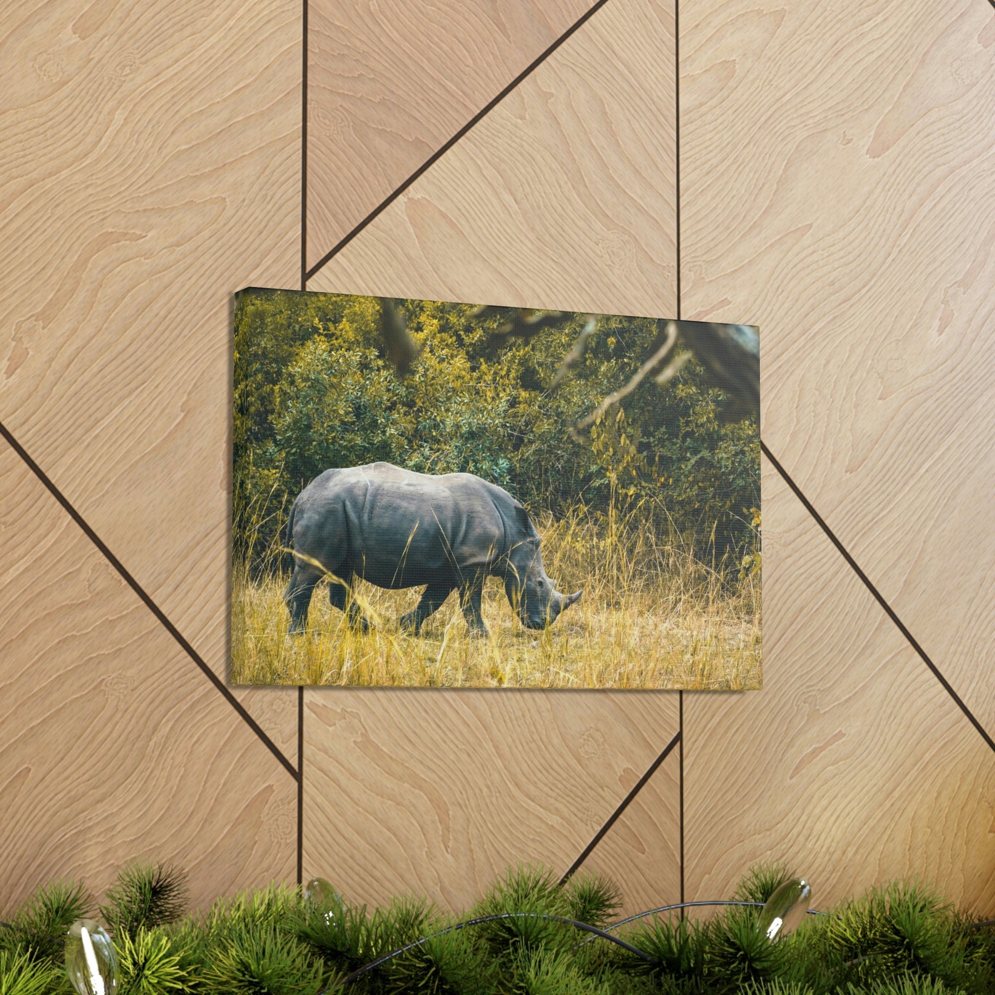 Scripture Walls Rhino Hunting Rhino on Hunt Print Animal Wall Art Wildlife Canvas Prints Wall Art Ready to Hang Unframed-Express Your Love Gifts