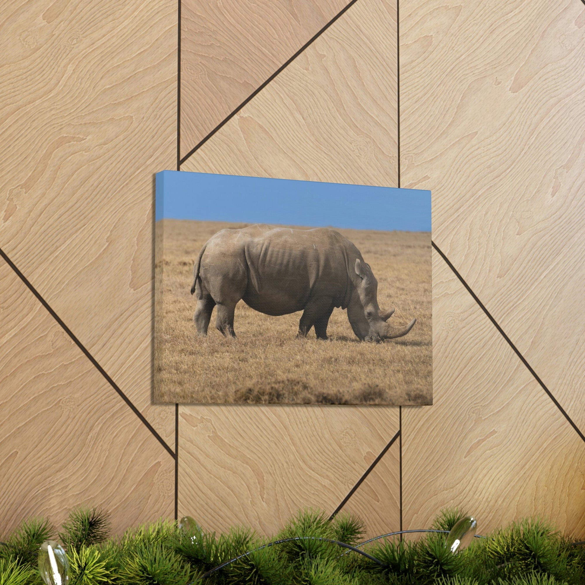 Scripture Walls Rhinoceros Hunting Rhinoceros on Hunt Print Animal Wall Art Wildlife Canvas Prints Wall Art Ready to Hang Unframed-Express Your Love Gifts