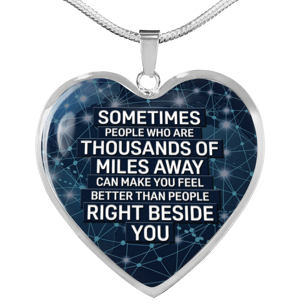 Right Beside You Necklace Stainless Steel or 18k Gold Heart 18-22"-Express Your Love Gifts