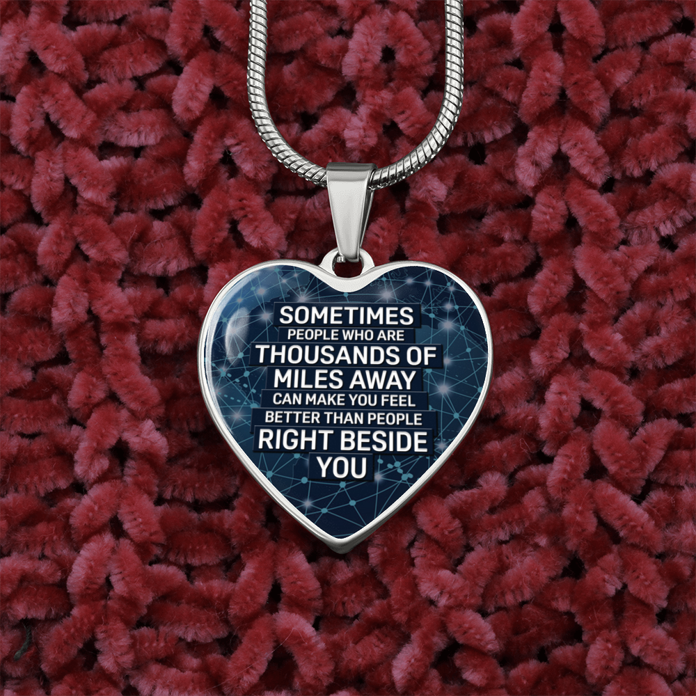 Right Beside You Necklace Stainless Steel or 18k Gold Heart 18-22"-Express Your Love Gifts