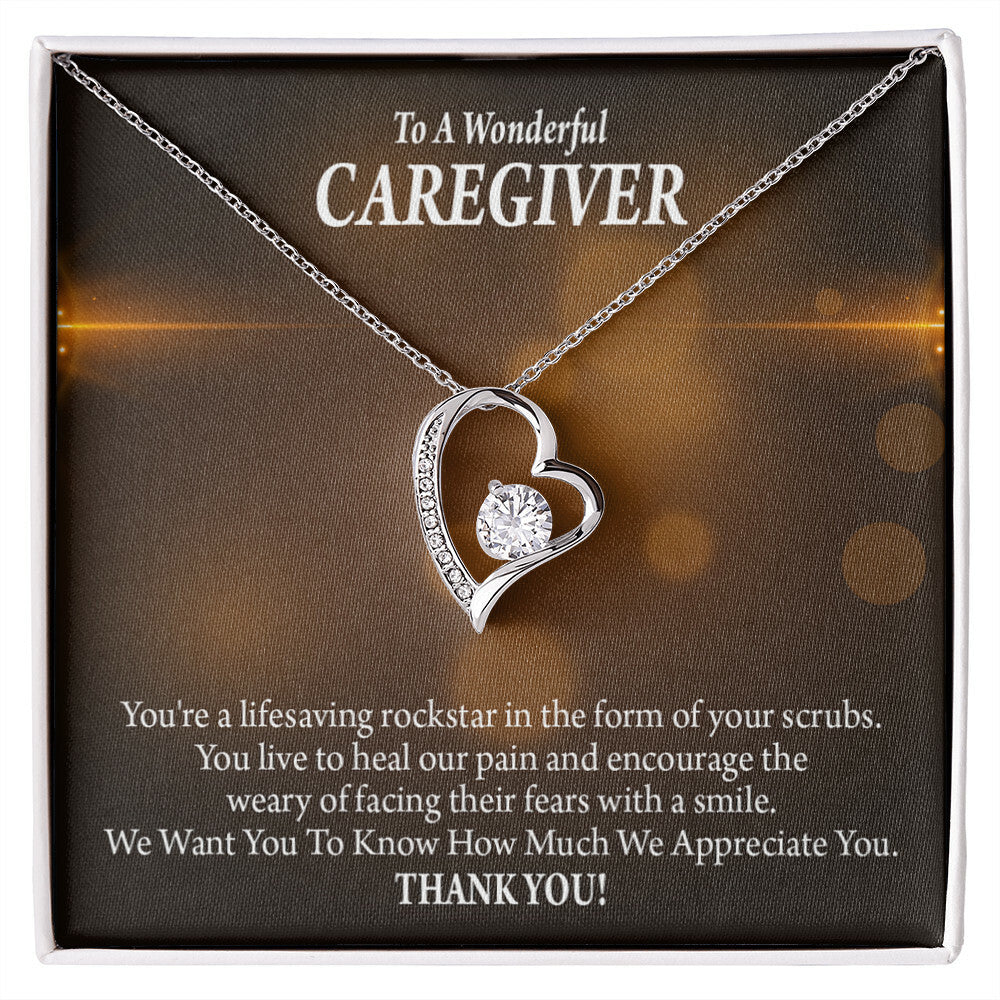 Rockstar Caregiver Healthcare Medical Worker Nurse Appreciation Gift Forever Necklace w Message Card-Express Your Love Gifts