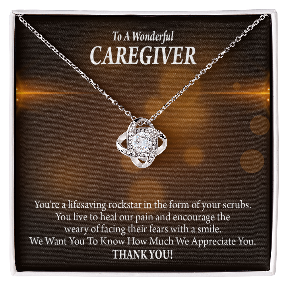 Rockstar Caregiver Healthcare Medical Worker Nurse Appreciation Gift Infinity Knot Necklace Message Card-Express Your Love Gifts