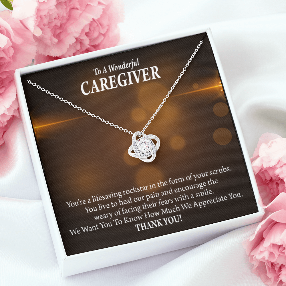 Rockstar Caregiver Healthcare Medical Worker Nurse Appreciation Gift Infinity Knot Necklace Message Card-Express Your Love Gifts