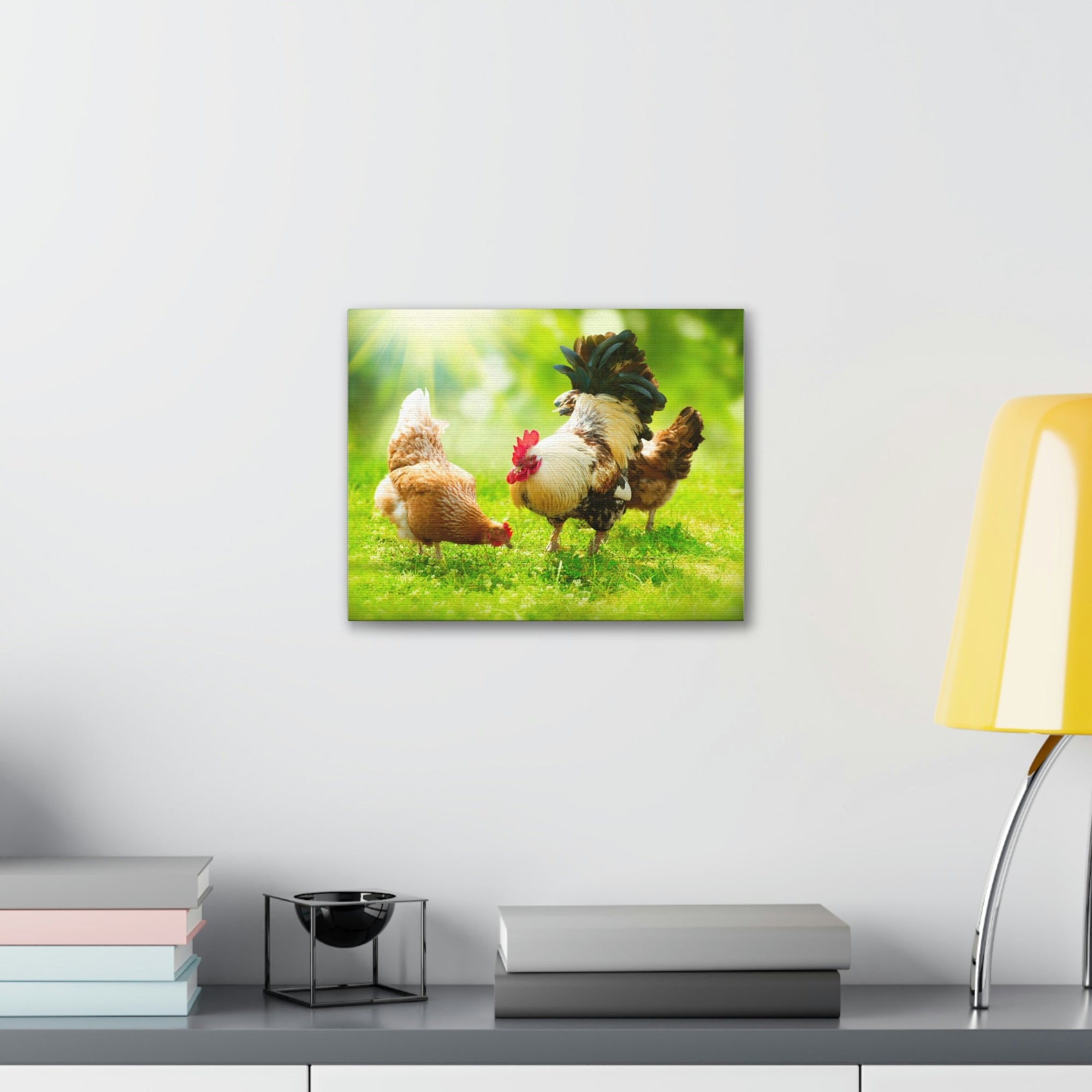 Scripture Walls Rooster and Chicken Hunting for Food Print Animal Wall Art Wildlife Canvas Prints Wall Art Ready to Hang Unframed-Express Your Love Gifts