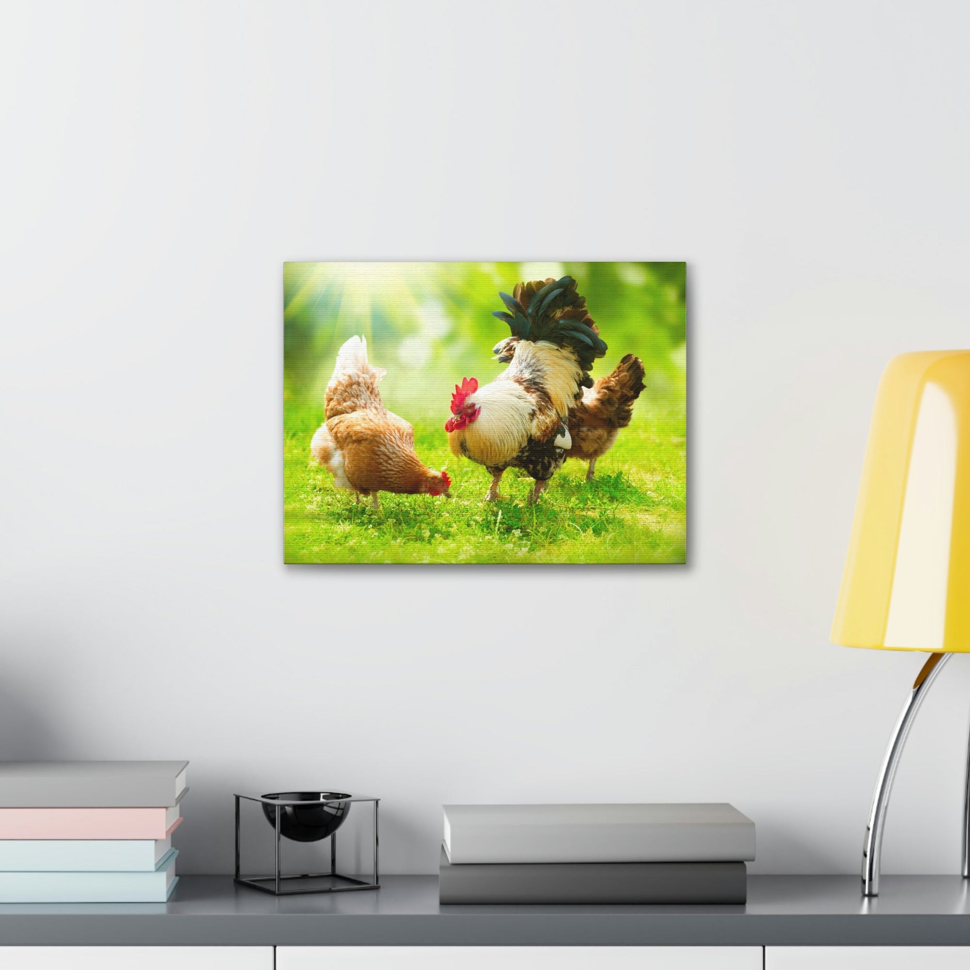 Scripture Walls Rooster and Chicken Hunting for Food Print Animal Wall Art Wildlife Canvas Prints Wall Art Ready to Hang Unframed-Express Your Love Gifts