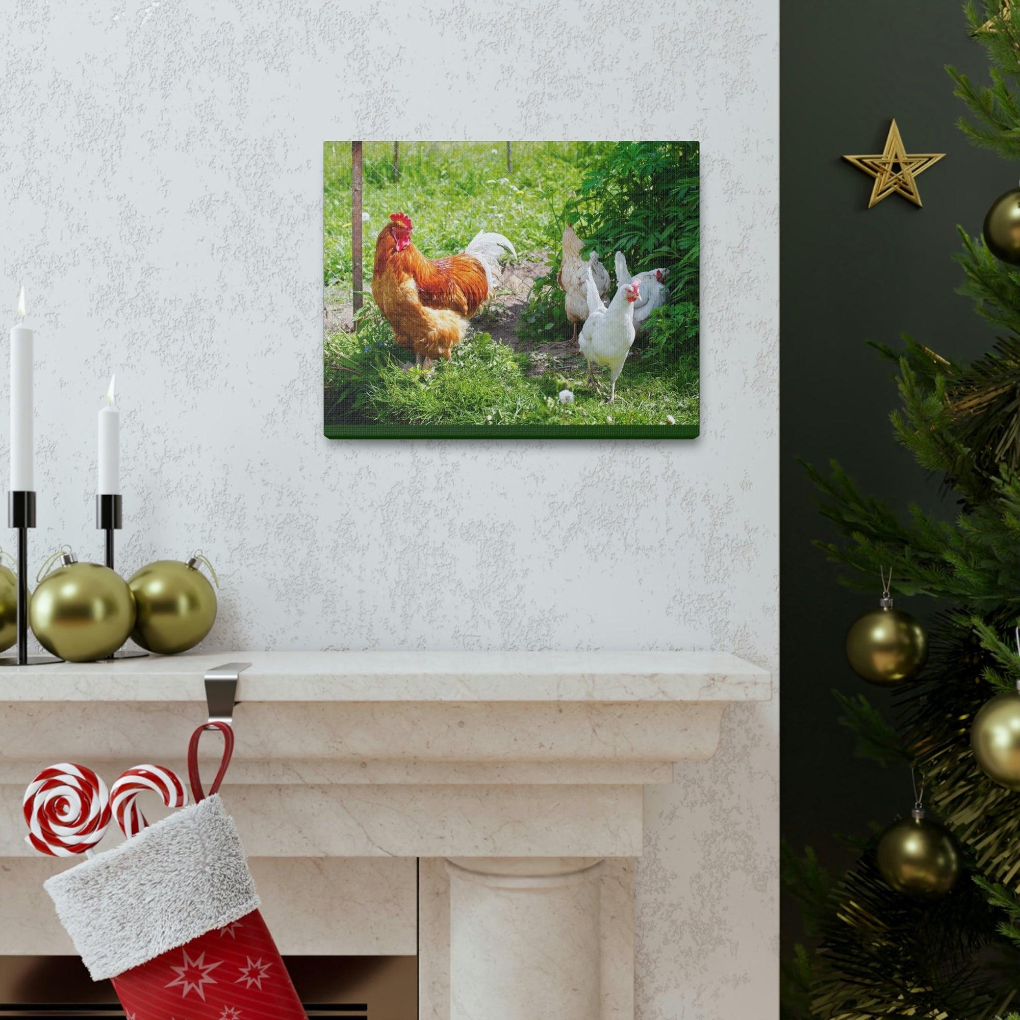 Scripture Walls Rooster Couple Rooster Couple Print Animal Wall Art Wildlife Canvas Prints Wall Art Ready to Hang Unframed-Express Your Love Gifts