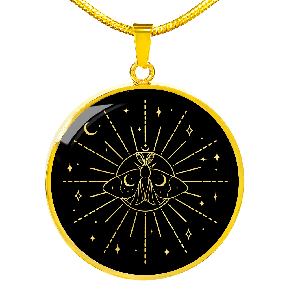 Sacred Geometry Funny Face Sun Circle Necklace Stainless Steel or 18k Gold 18-22"-Express Your Love Gifts