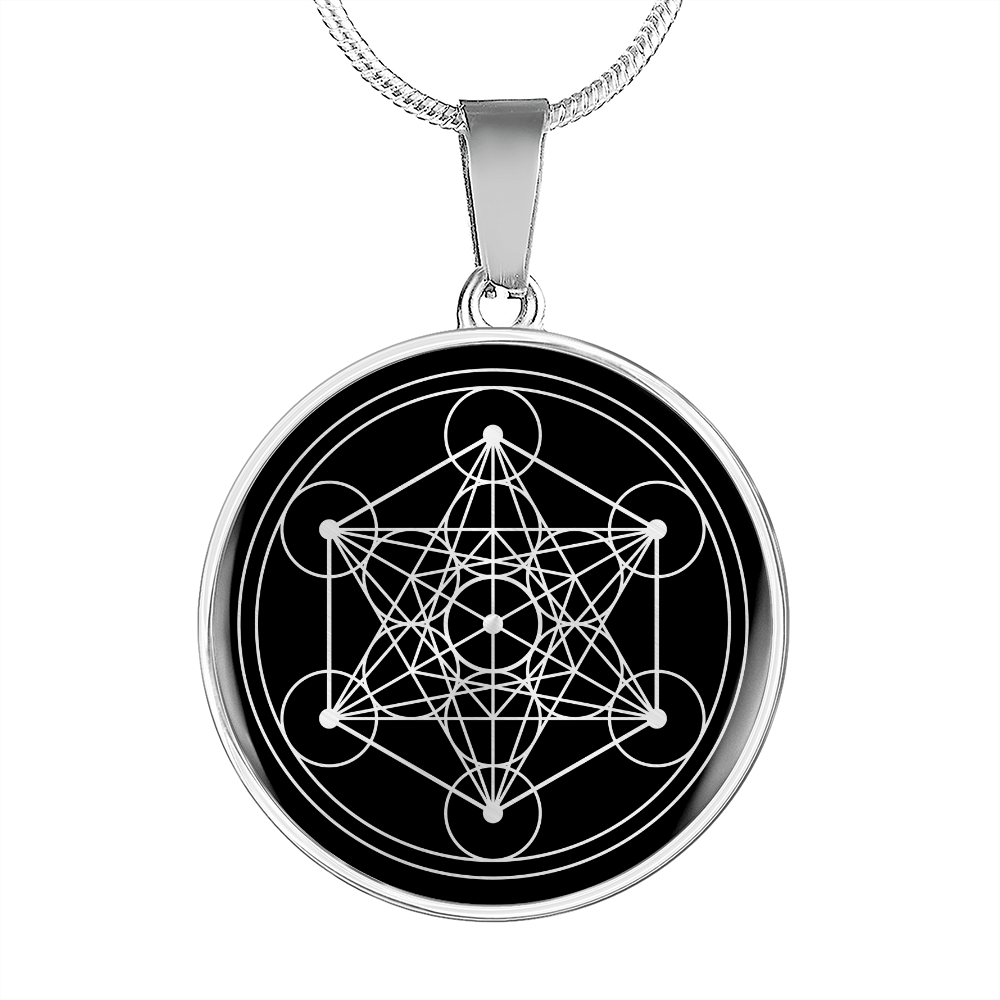 Sacred Geometry Metatron's Cube Stylized Version Circle Necklace Stainless Steel or 18k Gold 18-22"-Express Your Love Gifts