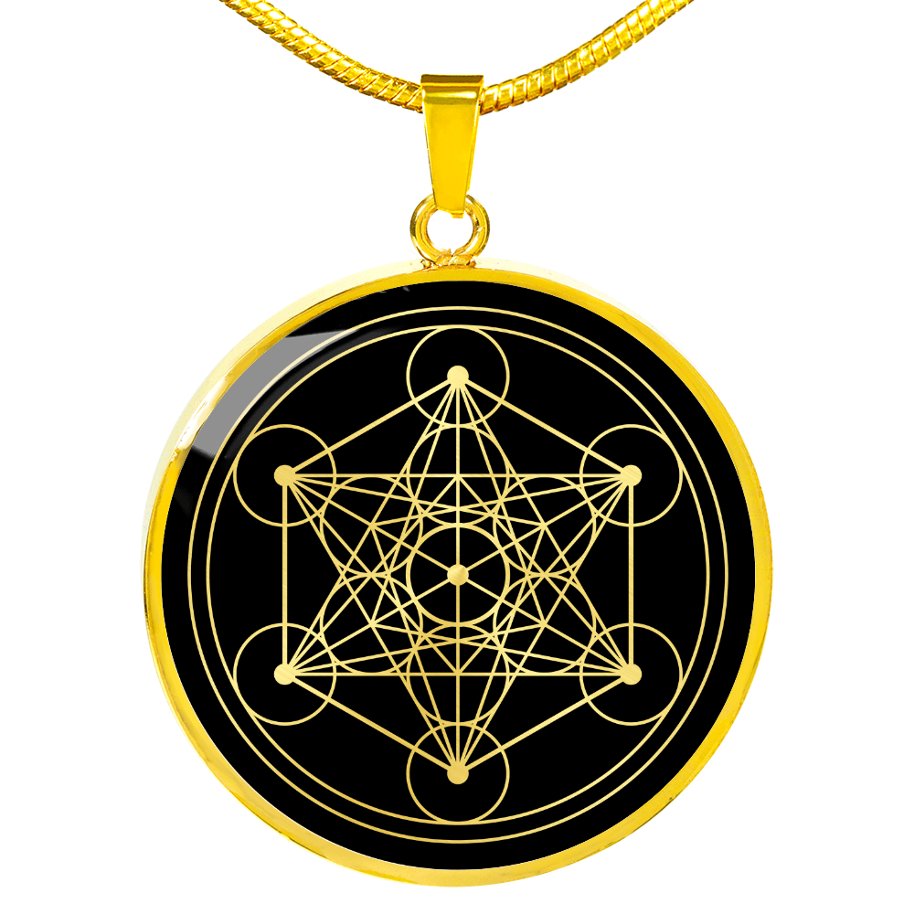 Sacred Geometry Metatron's Cube Stylized Version Circle Necklace Stainless Steel or 18k Gold 18-22"-Express Your Love Gifts