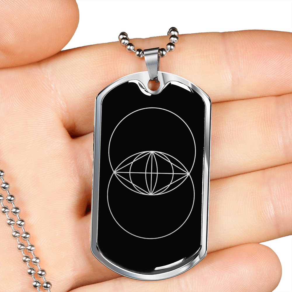 Sacred Geometry The Vesica Piscis Necklace Stainless Steel or 18k Gold Dog Tag-Express Your Love Gifts