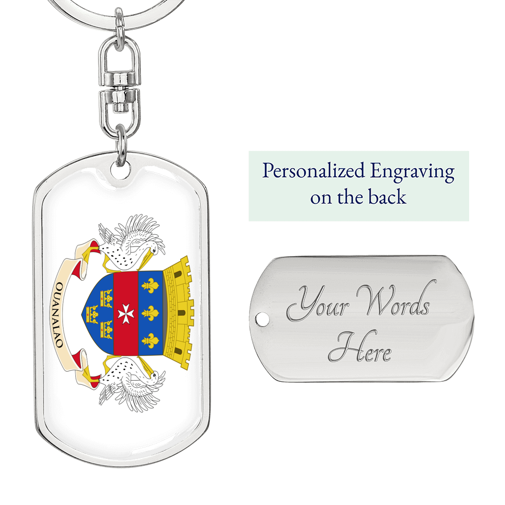 Saint Barthelemy Flag Swivel Keychain Dog Tag Stainless Steel or 18k Gold-Express Your Love Gifts