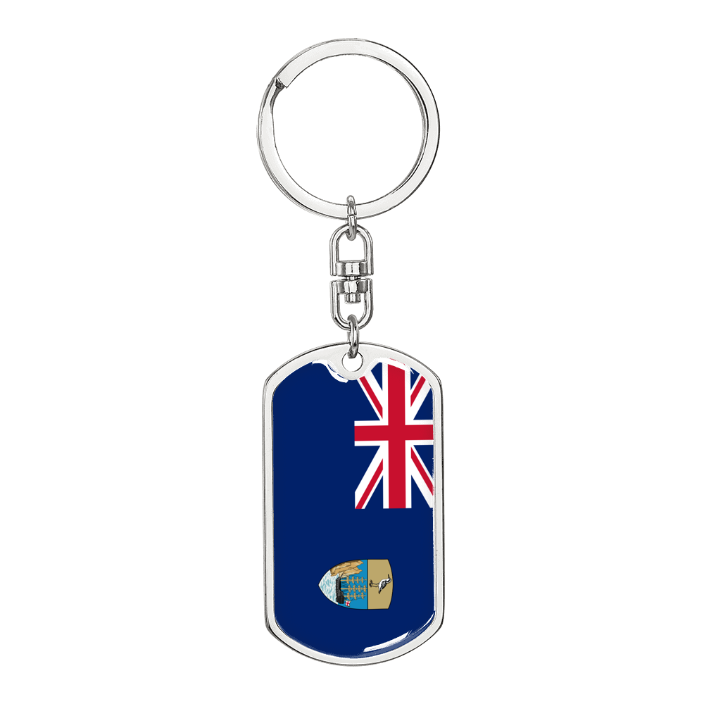 Saint Helena Ascension And Tristan Da Cunha Flag Swivel Keychain Dog Tag Stainless Steel or 18k Gold-Express Your Love Gifts