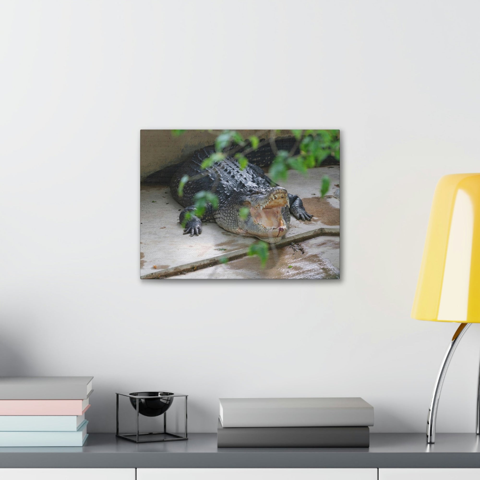 Scripture Walls Salt Water Alligator Hunting Salt Water Alligator on Hunt Print Animal Wall Art Wildlife Canvas Prints Wall Art Ready to Hang Unframed-Express Your Love Gifts