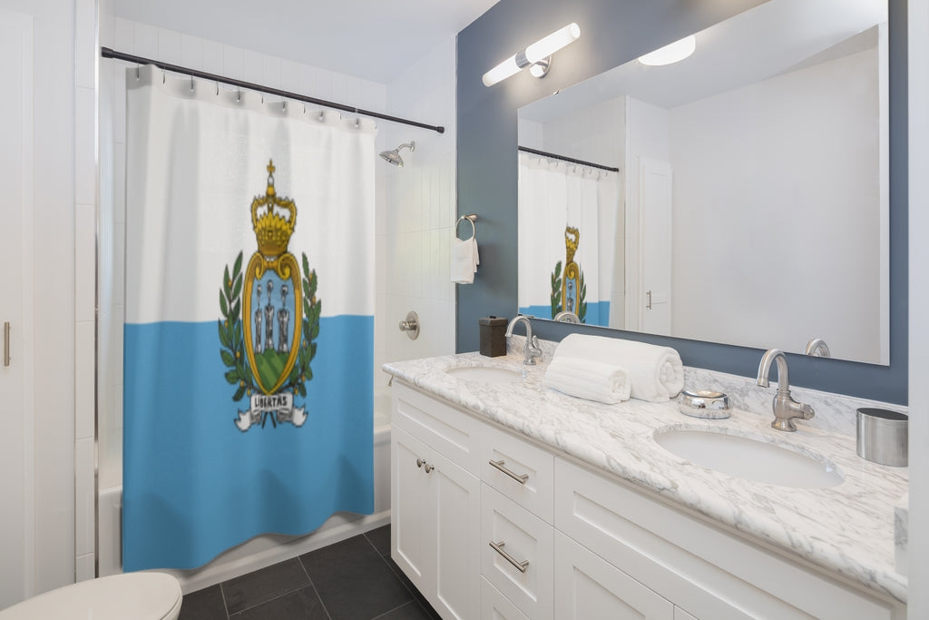 San Marino Flag Stylish Design 71" x 74" Elegant Waterproof Shower Curtain for a Spa-like Bathroom Paradise Exceptional Craftsmanship-Express Your Love Gifts