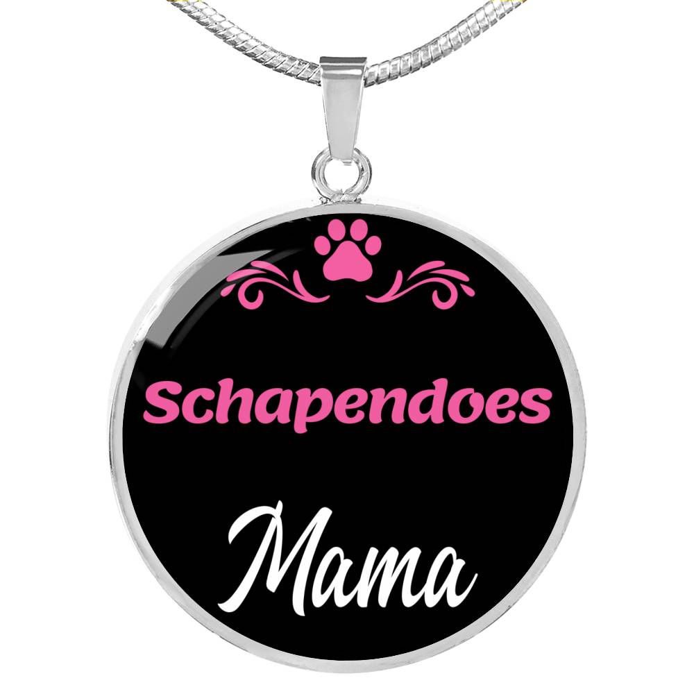 Schapendoes Mama Necklace Circle Pendant Stainless Steel or 18k Gold 18-22" Dog Mom Pendant-Express Your Love Gifts