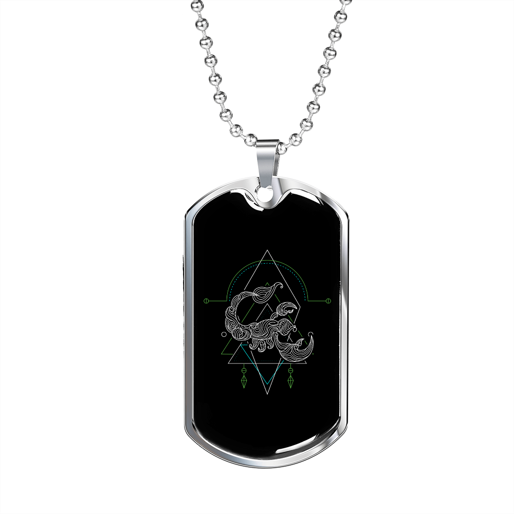 Scorpio Black Zodiac Necklace Stainless Steel or 18k Gold Dog Tag 24" Chain-Express Your Love Gifts