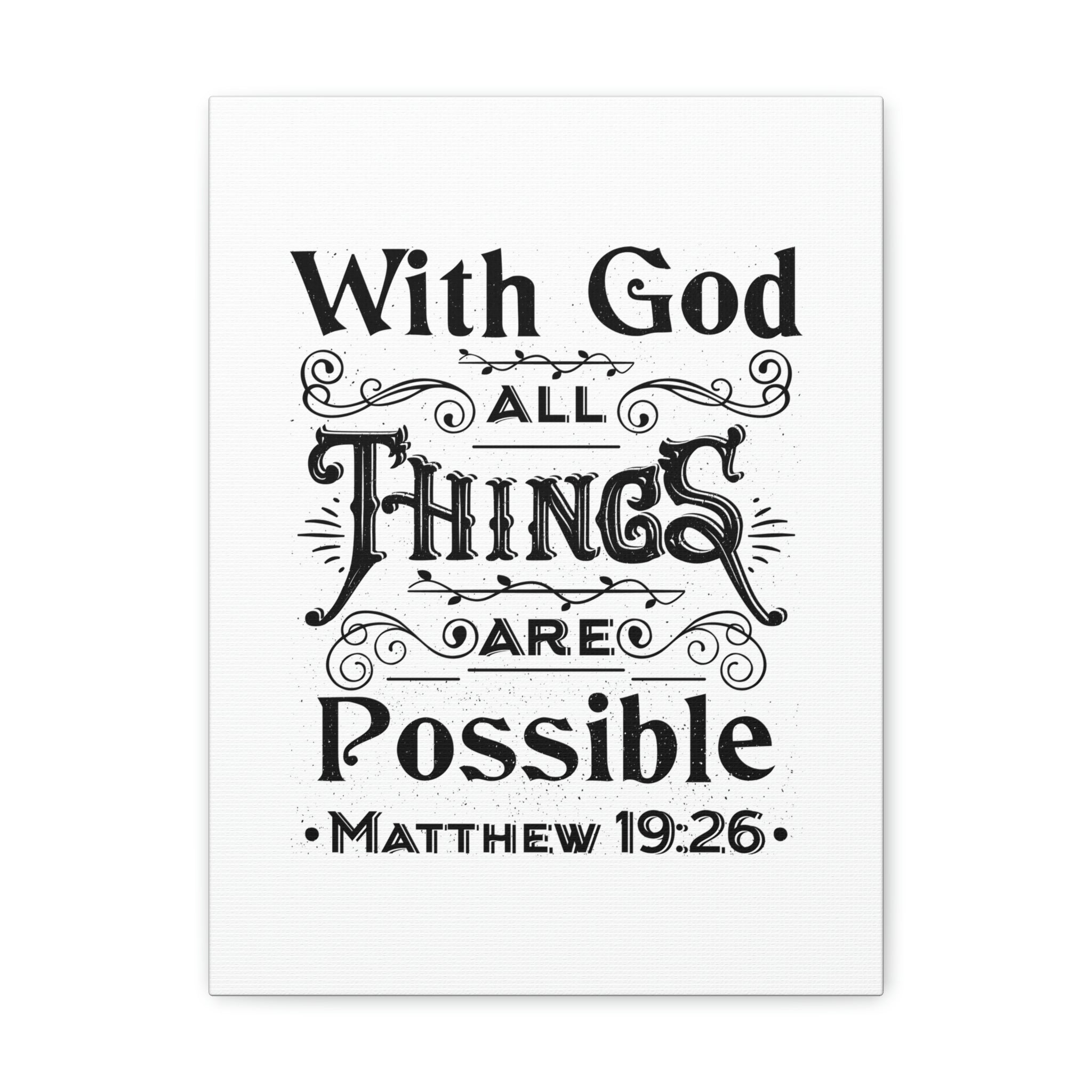 Scripture Canva Things Are Possible Matthew 19:26 Christian Wall Art Bible  Verse Print Ready To Hang Unframed