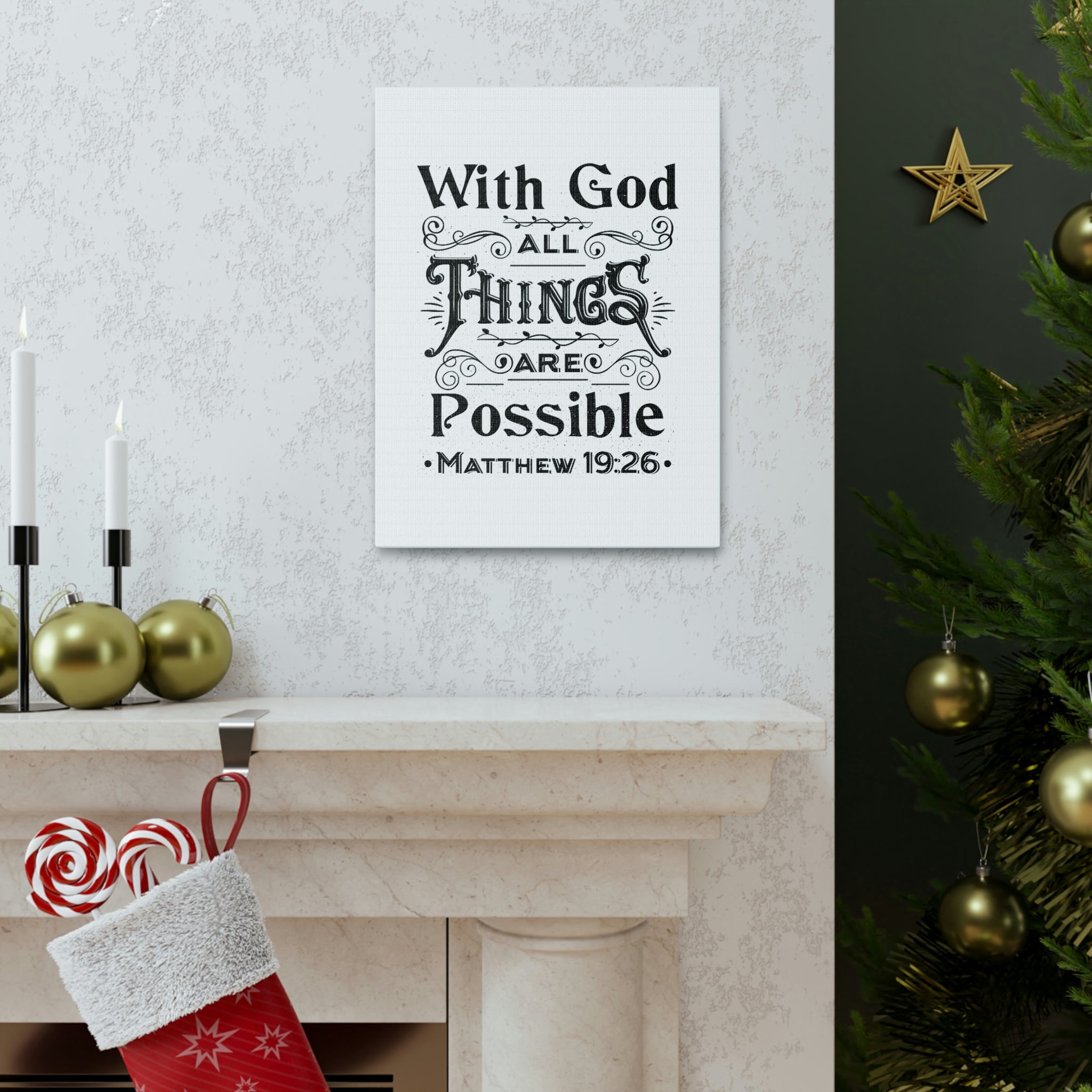 Scripture Canva Things Are Possible Matthew 19:26 Christian Wall