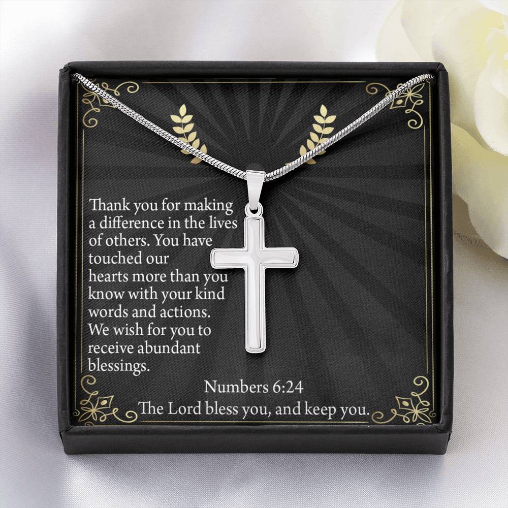 Blessed Grandson Men's Stainless Steel Religious Cross Pendant Necklace  With Valet Box