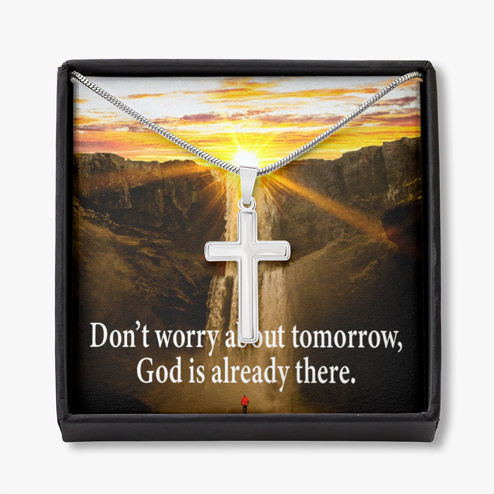 Scripture Card Don’t Worry Inspirational Cross Card Necklace w Stainless Steel Pendant-Express Your Love Gifts