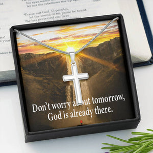 Scripture Card Don’t Worry Inspirational Cross Card Necklace w Stainless Steel Pendant-Express Your Love Gifts