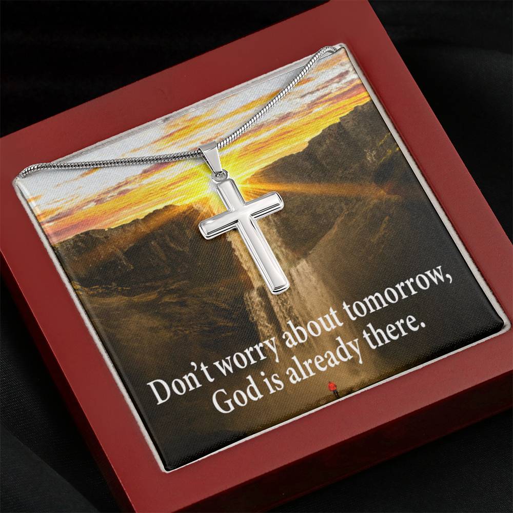 Scripture Card Don’t Worry Inspirational Cross Card Necklace w Stainless Steel Pendant-Express Your Love Gifts