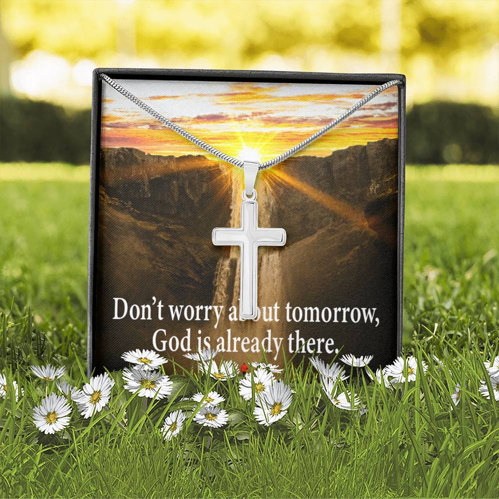 Scripture Card Don’t Worry Inspirational Cross Card Necklace w Stainless Steel Pendant-Express Your Love Gifts