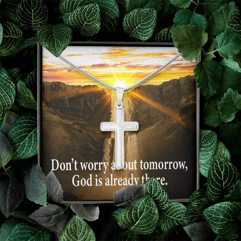 Scripture Card Don’t Worry Inspirational Cross Card Necklace w Stainless Steel Pendant-Express Your Love Gifts