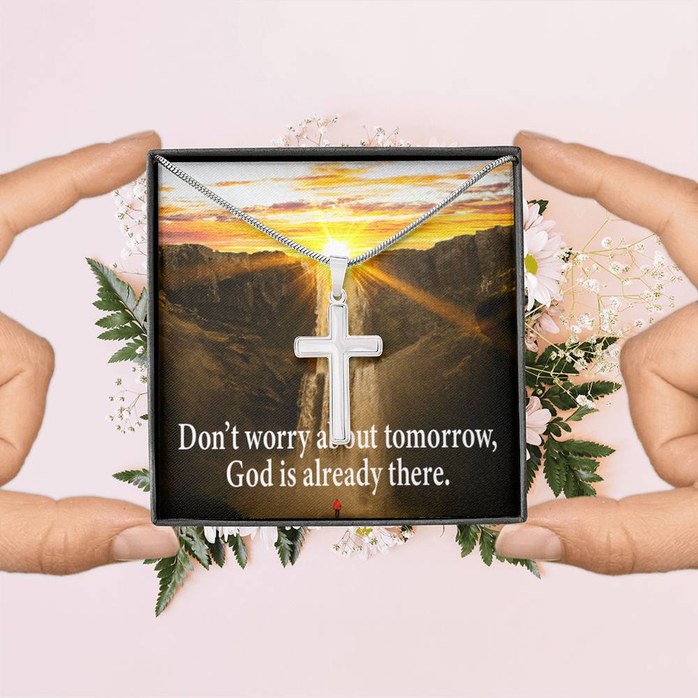 Scripture Card Don’t Worry Inspirational Cross Card Necklace w Stainless Steel Pendant-Express Your Love Gifts