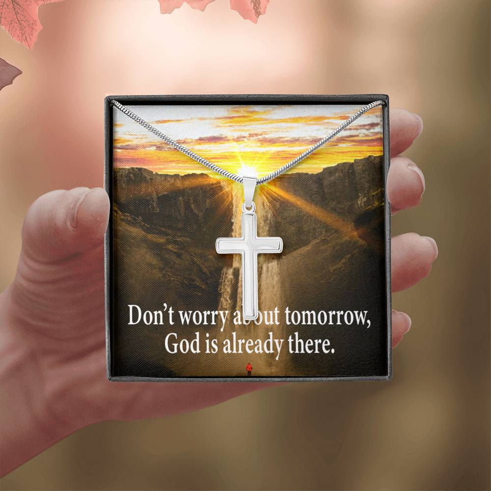 Scripture Card Don’t Worry Inspirational Cross Card Necklace w Stainless Steel Pendant-Express Your Love Gifts