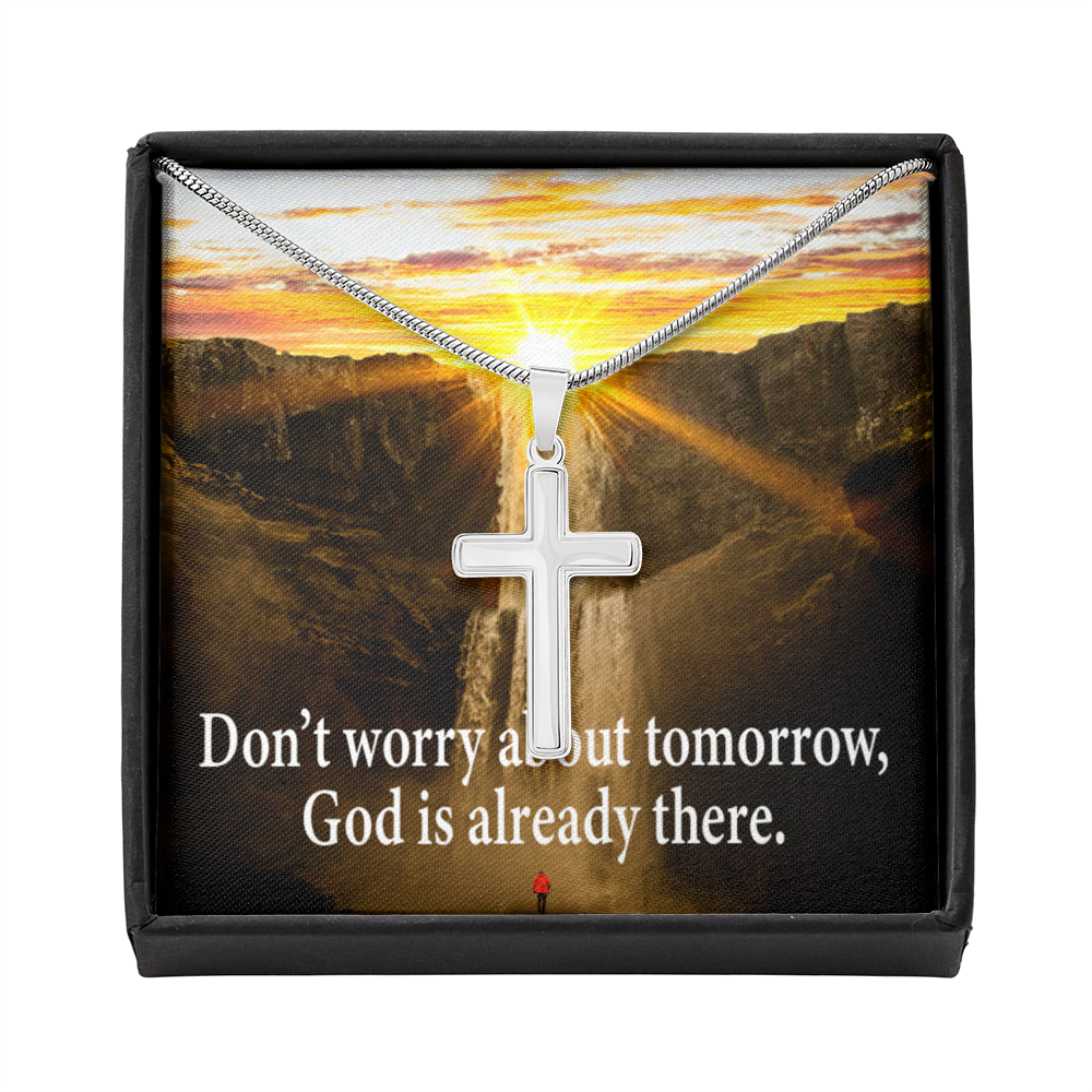 Scripture Card Don’t Worry Inspirational Cross Card Necklace w Stainless Steel Pendant-Express Your Love Gifts