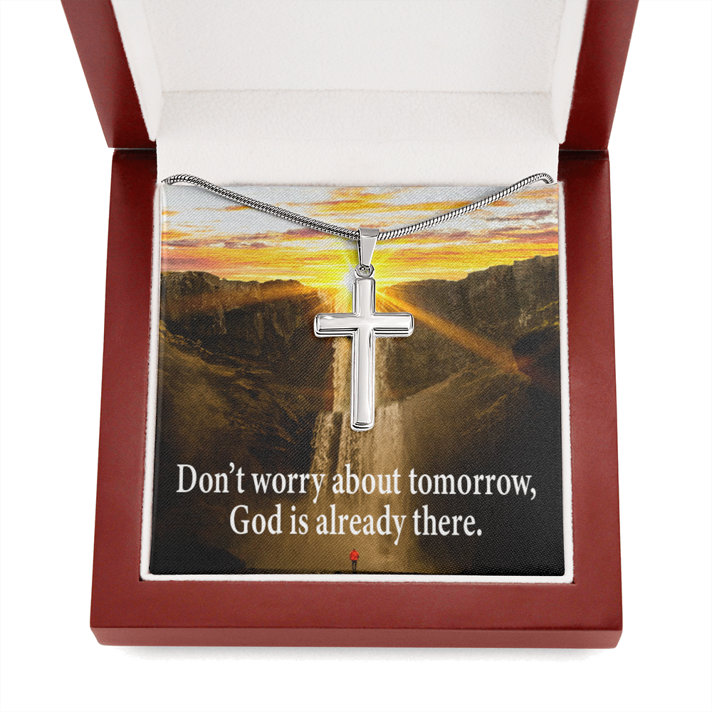 Scripture Card Don’t Worry Inspirational Cross Card Necklace w Stainless Steel Pendant-Express Your Love Gifts