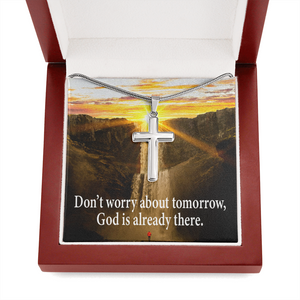 Scripture Card Don’t Worry Inspirational Cross Card Necklace w Stainless Steel Pendant-Express Your Love Gifts