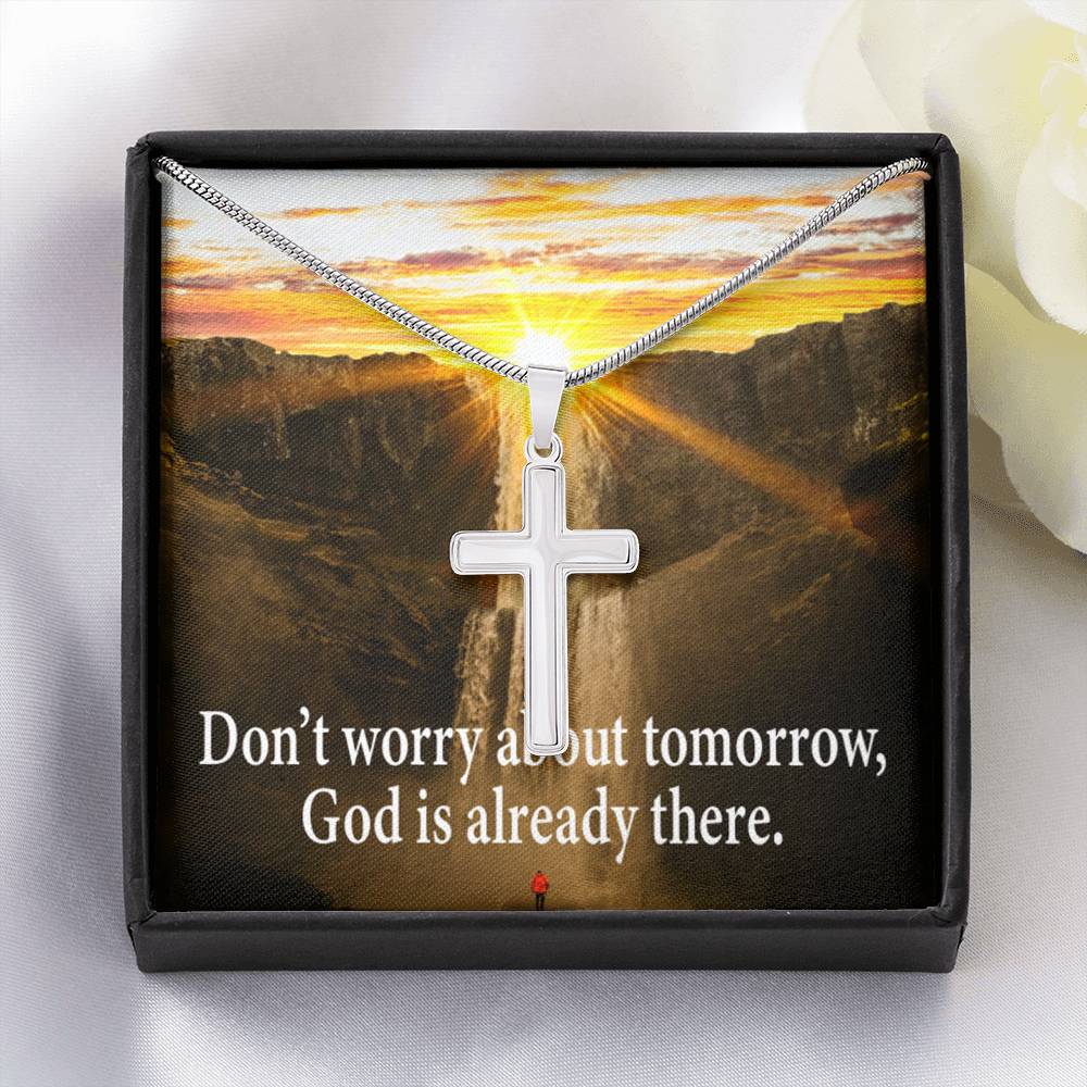 Scripture Card Don’t Worry Inspirational Cross Card Necklace w Stainless Steel Pendant-Express Your Love Gifts