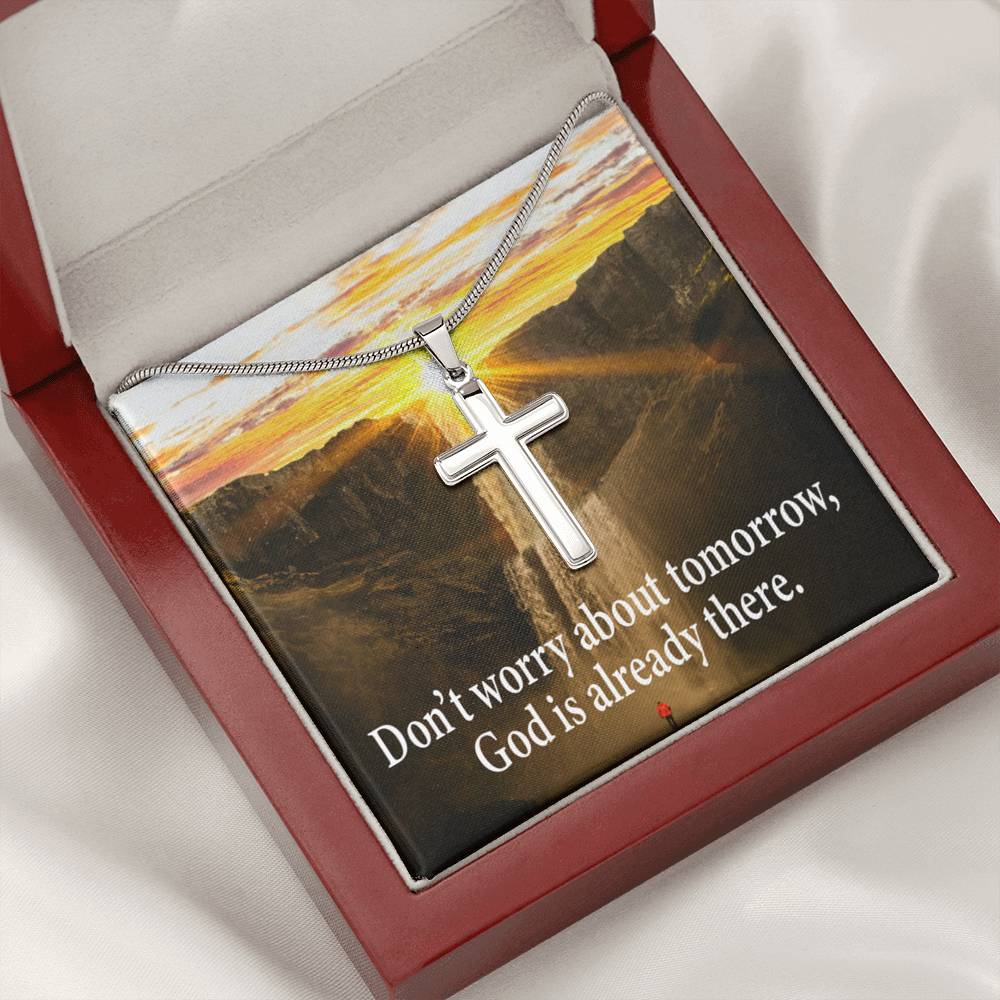 Scripture Card Don’t Worry Inspirational Cross Card Necklace w Stainless Steel Pendant-Express Your Love Gifts