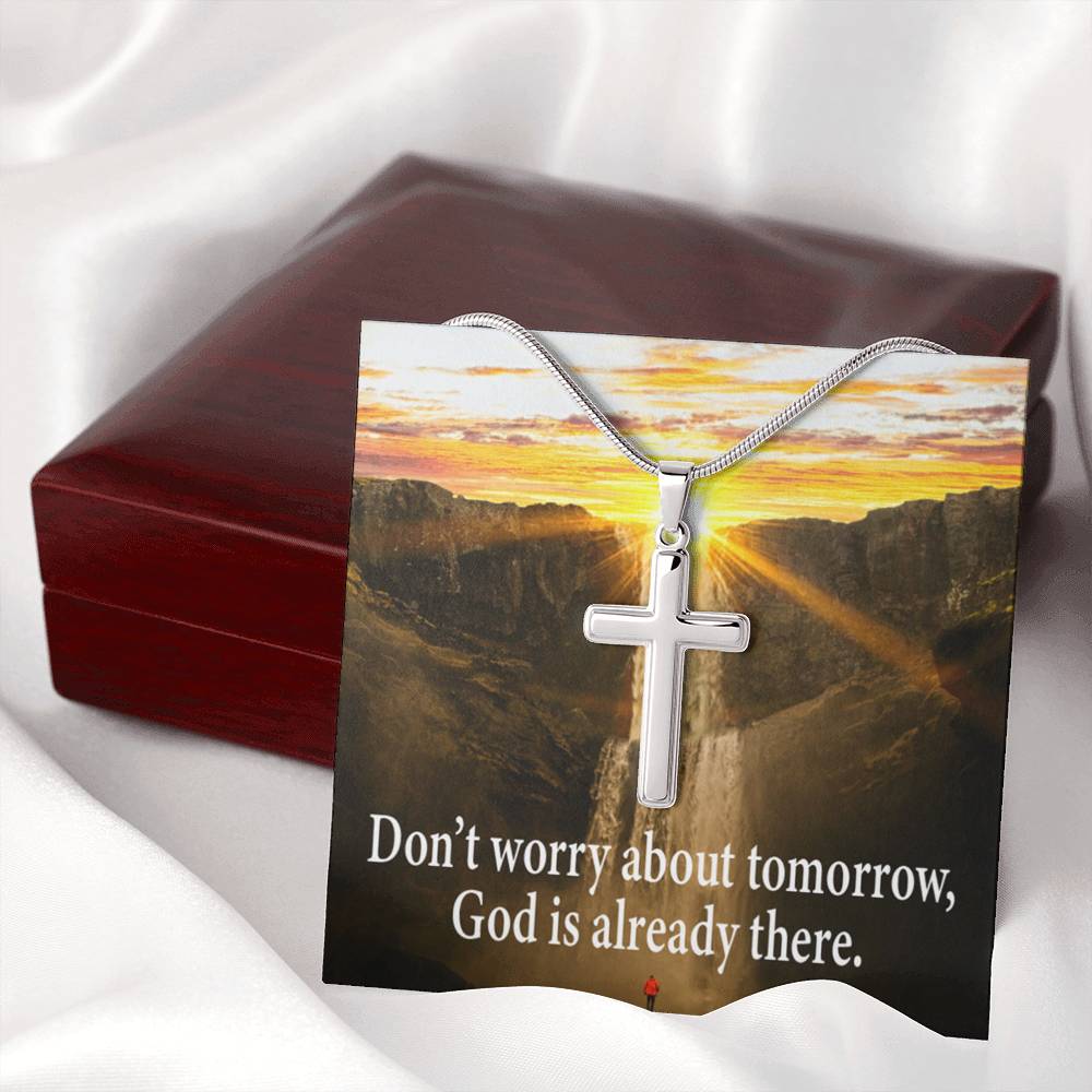 Scripture Card Don’t Worry Inspirational Cross Card Necklace w Stainless Steel Pendant-Express Your Love Gifts