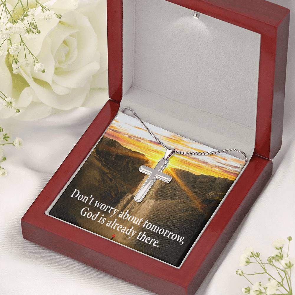 Scripture Card Don’t Worry Inspirational Cross Card Necklace w Stainless Steel Pendant-Express Your Love Gifts